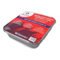 Envase de aluminio desechable cuadrado con tapa de 24,7 x 5,9 cm - 3 unidades