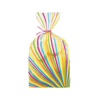 Bolsas para dulces de rayas a colores de 10 x 24 cm - Wilton - 20 unidades