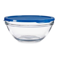 Tupper de 2500 ml de cristal redonda con tapa azul