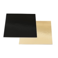 Base para tarta cuadrada de 40 x 40 x 0,3 cm dorada y negra - Decora
