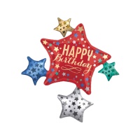 Globo silueta estrellas feliz cumpleaños de 81 x 88 cm - Anagram