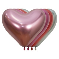Globos de látex biodegradables de corazón surtidos 4 colores de 35 cm - Sempertex - 12 unidades