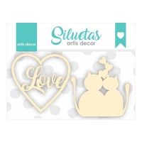 Chipboard gatos Love - Artis decor - 2 piezas