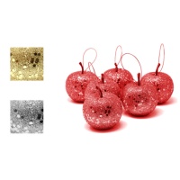 Colgantes de manzana escarchada decorativa de 5 cm - 6 unidades