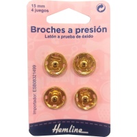 Botones a presión de 1,5 cm dorados - Hemline - 4 pares