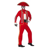 Disfraz de día de los muertos rojo para hombre