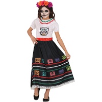 Disfraz de catrina mejicana alegre para niña