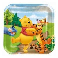 Platos cuadrados de Winnie de Pooh y sus amigos de 23 cm - 8 unidades