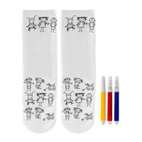 Calcetines infantiles con dibujos de niños para colorear - 1 par