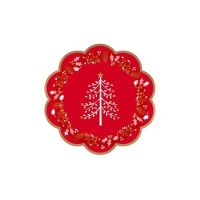 Platos rojo con cenefa dorada con motivos navideños de 18 cm - 8 unidades