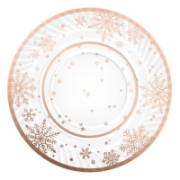 Bandeja de cartón redonda de Rose Gold Snow de 30 cm - 1 unidad