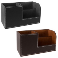 Organizador de mandos efecto piel de 20,3 x 9,3 x 11 cm - 3 compartimentos