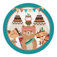 Platos de tipi con animales de 23 cm - 8 unidades