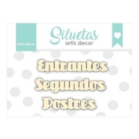 Chipboard de Entrantes, Segundos y Postres - Artis decor - 3 unidades