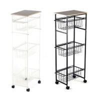 Carrito auxiliar de metal y madera de 34 x 21 x 85 cm - DCasa