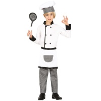 Disfraz de cocinero blanco y negro con cuadros infantil