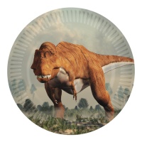 Platos de dinosaurios del jurásico de 23 cm - 8 unidades