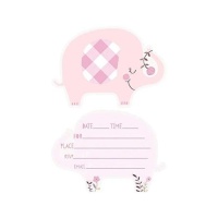 Invitaciones Pink Elephant Floral - 8 unidades
