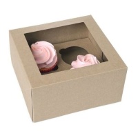 Caja para 4 cupcakes color kraft de 20 x 20 x 9 cm - House of Marie - 2 unidades