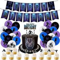 Kit de globos, guirnalda y toppers de Black Panther - Monkey Business - 27 piezas