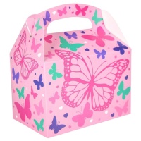 Caja de cartón de mariposas de colores