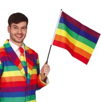 Bandera con palo de arcoíris de 35 x 45 cm