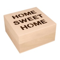 Caja de Home sweet home de madera de 17 x 17 x 8 cm - 4 compartimentos