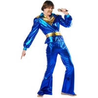 Disfraz estilo disco azul metalizado para hombre