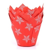 Cápsulas tulipán de papel para muffins de estrella navideña - House of Marie - 50 unidades