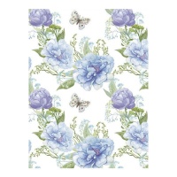 Papel de arroz de ramaje azul de 29,7 x 42,5 cm - Artis decor - 1 unidad