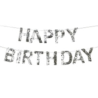 Guirnalda de Happy Birthday de flecos de colores de 2,20 m