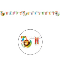 Guirnalda de Animales selva party de Happy Birthday - 2 m