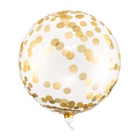 Globo orbz transparente con puntos dorados de 40 cm - PartyDeco - 1 unidad