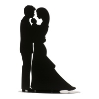 Figura para tarta de boda silueta novios con bebé de 18 cm