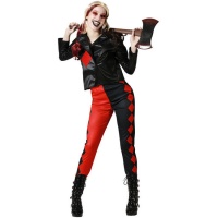 Disfraz de Harley supervillana con rombos para mujer