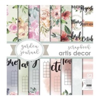 Kit de papeles scrapbooking de Garden journal - Artis decor - 8 hojas