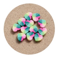 Cuentas de colores de corazones de 1 cm - 12 unidades