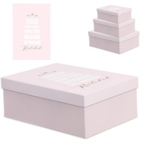 Caja rectangular Feliz cumpleaños rosa - DCasa - 3 unidades
