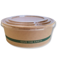 Envase de 1,3 L biodegradable con tapadera para Poke - 2 unidades