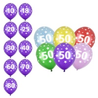 Globos de látex de cumpleaños de números de 30 cm - PartyDeco - 6 unidades
