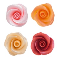 Figuras de azúcar efecto perladas de rosas de colores de 4 cm - Dekora - 16 unidades