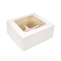 Caja para 4 cupcakes blanca de 17,5 x 17,5 x 7,5 cm - Sweetkolor