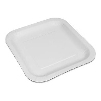 Platos de 23 cm de cartón blanco cuadrados - 50 unidades