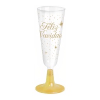 Copa de 150 ml de Feliz Navidad dorado cava - 4 unidades