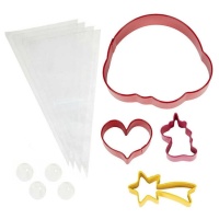 Kit para galletas con cortadores y boquillas para decorar de unicornio - Wilton - 12 unidades