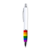 Bolígrafo blanco con bandera arcoíris - 1 unidad