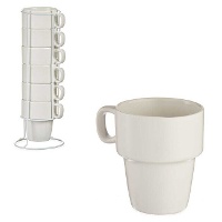 Taza de 360 ml con soporte blanco apilables - 6 unidades