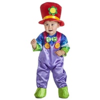 Disfraz de payaso lila con sombrero para bebé