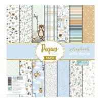 Kit de papeles scrapbooking de Peques Blue - Artis decor - 7 hojas