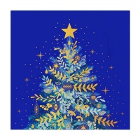 Servilletas de árbol de Navidad azul noche de 16,5 x 16,5 cm - 30 unidades